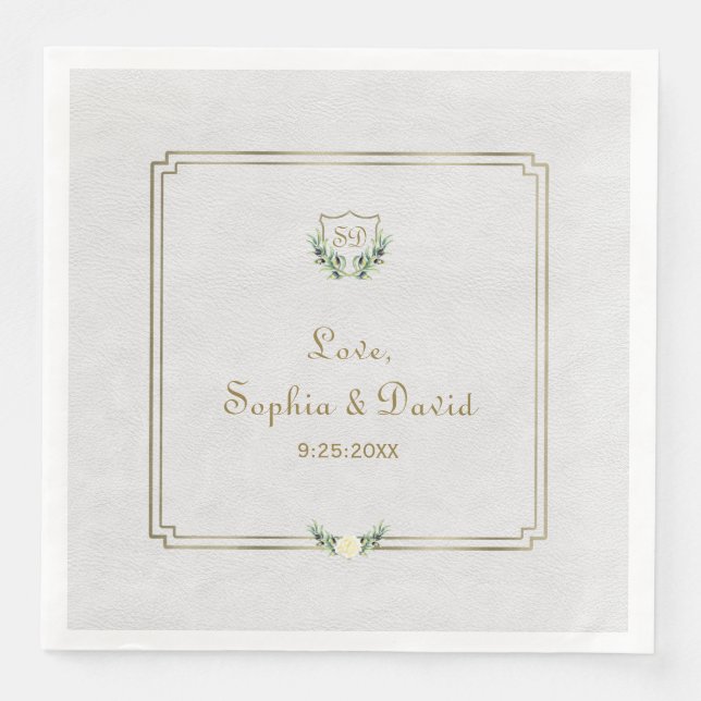 Serviette En Papier Royal Gold Crest Mariage de verdure luxuriante (Devant)