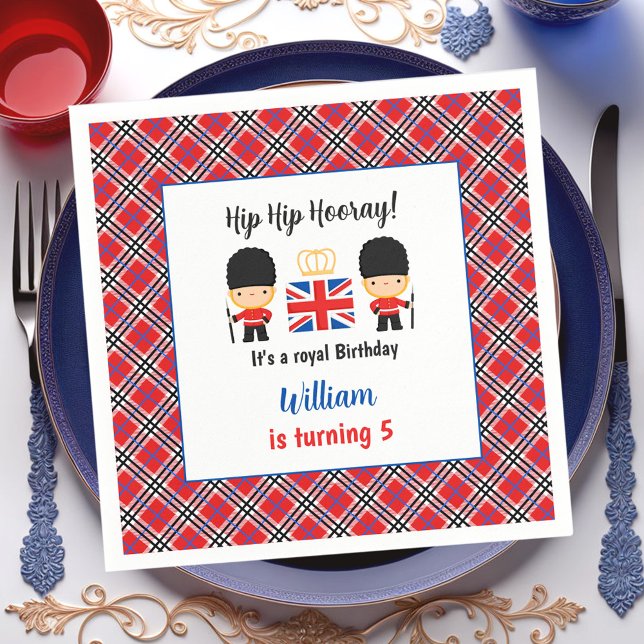 Serviette En Papier Royal London Guards British Tartan Boy Anniversair (Royal London Guards British Tartan Boy Birthday Napkins)