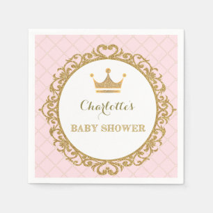 Serviette En Papier Royal Princess Baby shower Papier Napkin Pink Gold