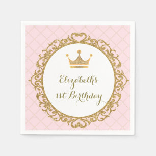 Serviette En Papier Royal Princess Pink Gold Papier d'anniversaire Nap
