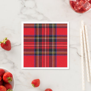Serviette En Papier Royal Stewart tartan rouge noir plaid
