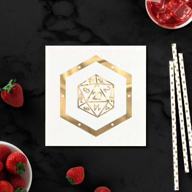 Serviette En Papier RPG Dice | Gold Old School Tabletop PnP Roleplayer (Créateur téléchargé)