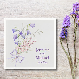 Serviette En Papier Ruban de fleur sauvage violette Mariage élégant