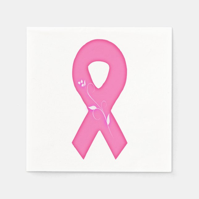 Serviette En Papier Ruban de sensibilisation au cancer du sein avec fl (Devant)