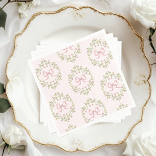Serviette En Papier Ruban rose fleur sauvage Bow Coquette baby shower