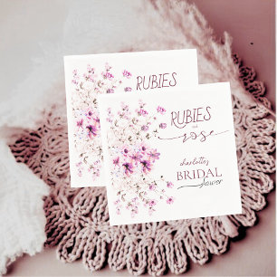 Serviette En Papier Rubis Élégants et Fleurs de Rose pour une Baby Sho