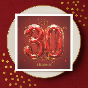 Serviette En Papier Rubis et Or Pierre Précieuse Brillante 30e Anniver