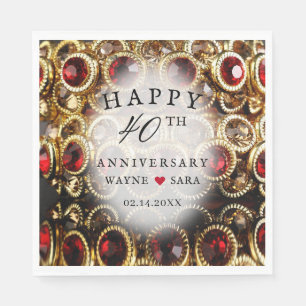 Serviette En Papier Ruby Red Jeweled 40th Mariage Anniversary