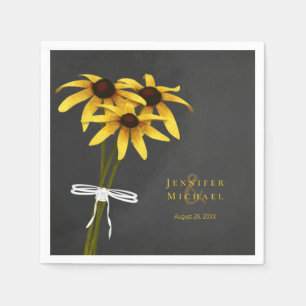 Serviette En Papier Rudbeckia Black Eyed Susan fleurs attachées au rub