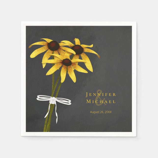 Serviette En Papier Rudbeckia Black Eyed Susan fleurs attachées au rub (Devant)