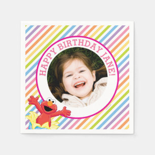 Serviette En Papier Rue Sésame Anniversaire d'Elmo Girl