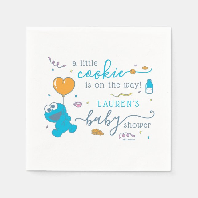 Serviette En Papier Rue Sésame | Baby shower Monster de cookies (Devant)