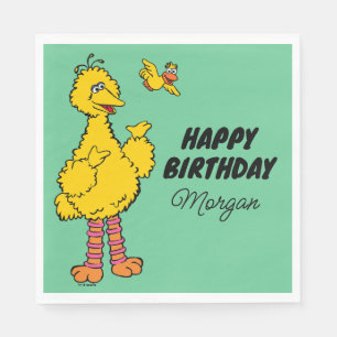 Serviette En Papier Rue Sésame   Big Bird & Little Bird Anniversaire