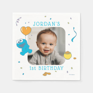 Serviette En Papier Rue Sésame Cookie Monster 1er anniversaire