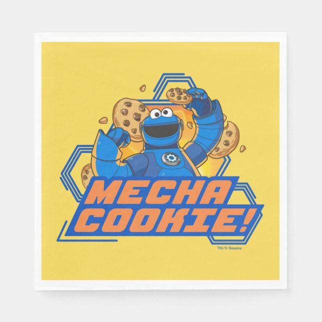 Serviette En Papier Rue Sésame | Cookie Monster Mecha Cookie! (Devant)