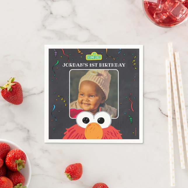 Serviette En Papier Rue Sésame | Elmo Birthday Chalkboard (En situation)