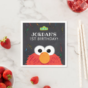 Serviette En Papier Rue Sésame Elmo Birthday Chalkboard