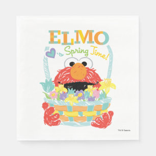 Serviette En Papier Rue Sésame - Elmo   Heure du printemps