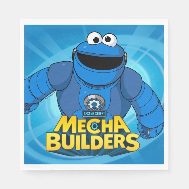 Serviette En Papier Rue Sésame | Méca Builders Cookie In Action (Devant)