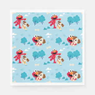 Serviette En Papier Rue Sésame   Motif Elmo & Tango