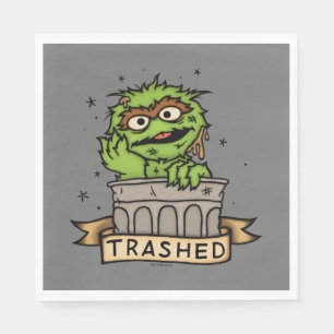 Serviette En Papier Rue Sésame   Oscar the Grouch Trashed