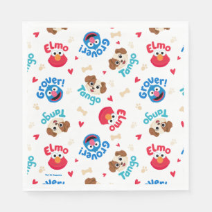 Serviette En Papier Rue Sésame Tango, Elmo et Motif Grover