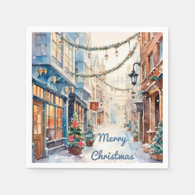 Serviette En Papier Rue Whimsical de la ruelle de Noël (Devant)