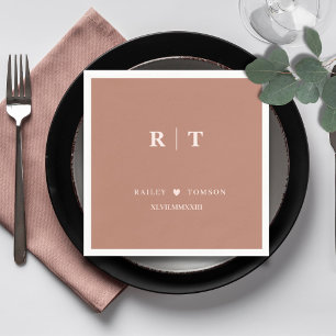 Serviette En Papier Ruméraux romains en terre cuite Monogramme minimal
