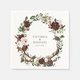 Serviette En Papier Russe Antler Pays Boho Floral Monogramme