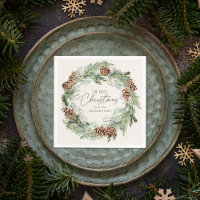 Russe Aquarelle Pine Cône Wreath Joyeux Noël