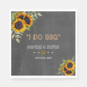 Serviette En Papier Russe aquarelle Sunflower Chalkboard I DO BBQ