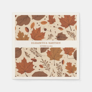 Serviette En Papier Russe Beige Brown Érable Feuille Mariage d'automne