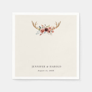 Serviette En Papier Russe Boho Stag Deer Antlers Mariage Fiançailles