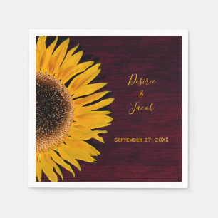 Serviette En Papier Russe Bourgogne Mariage de tournesol jaune