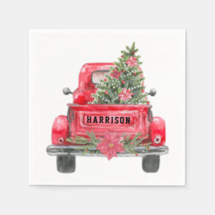Serviette En Papier Russe Camion Rouge Nom de famille Pin de Noël