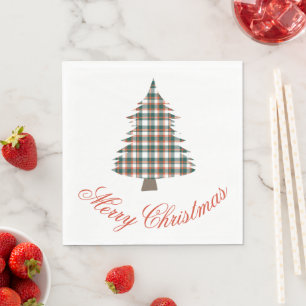 Serviette En Papier Russe Campagne Plaid Noël Arbre fête de vacances