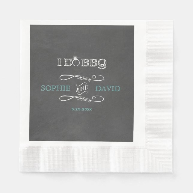 Serviette En Papier Russe Chalkboard Burlap I DO BBQ Engagement Party (Devant)