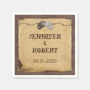 Serviette En Papier Russe Country Cowboy Casquette Mariage Napkin