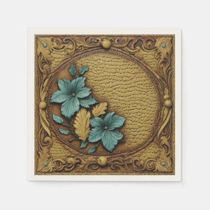 Serviette En Papier Russe Cowgirl Turquoise Pays Brown Parti occidenta