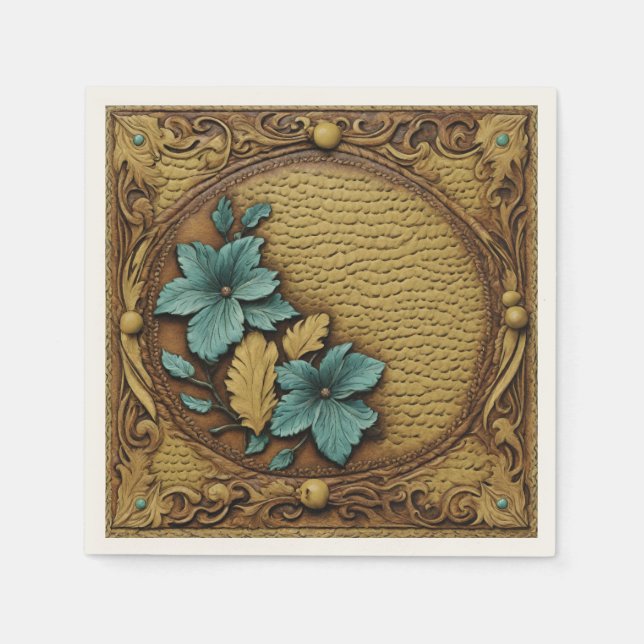 Serviette En Papier Russe Cowgirl Turquoise Pays Brown Parti occidenta (Devant)