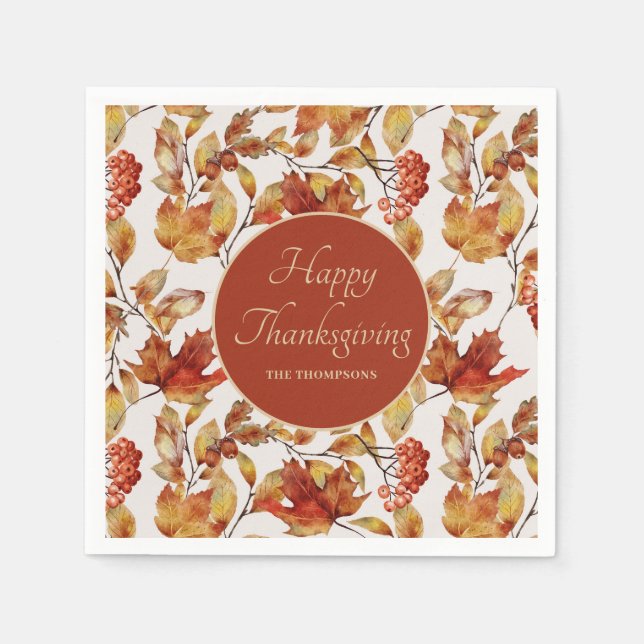 Serviette En Papier Russe d'automne quitte Thanksgiving Napkins (Devant)