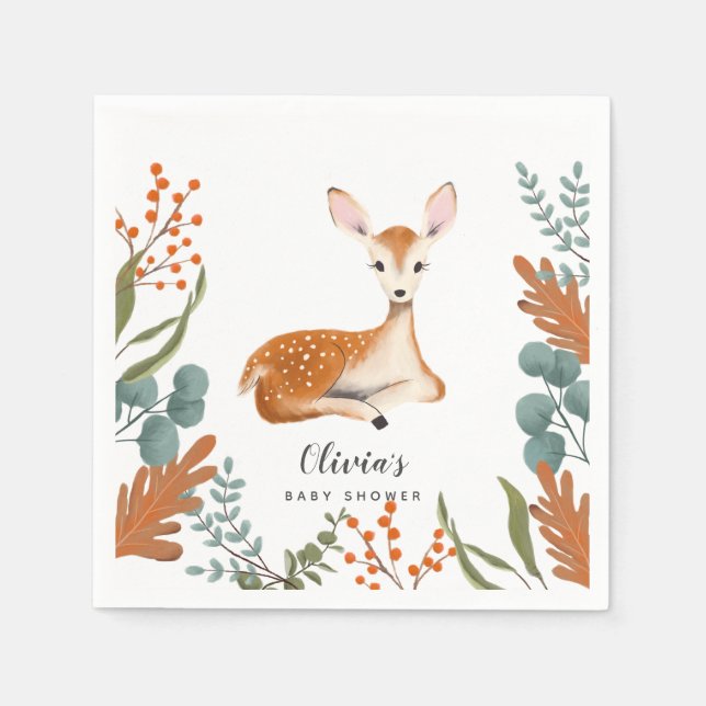 Serviette En Papier Russe Deer Woodland Thème Baby shower d'automne (Devant)
