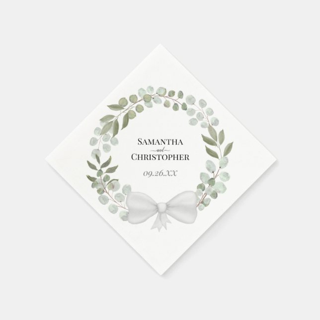 Serviette En Papier Russe Eucalyptus Wreath Mariage de conception diag (Coin)