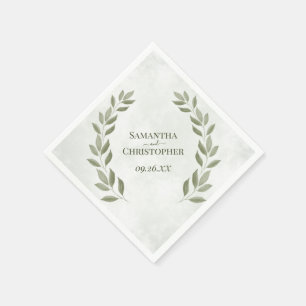 Serviette En Papier Russe Sage Green Feuilles Mariage diagonal