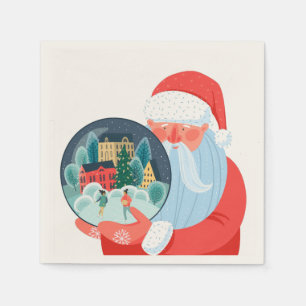 Serviette En Papier Russe Santa Claus Globe Town