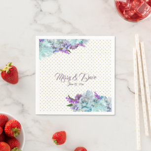 Serviette En Papier Russe Turquoise Blue Bouquet Mariage Suite Party