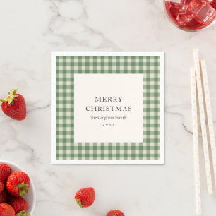 Serviette En Papier Russe Vert En vichy moderne Noël