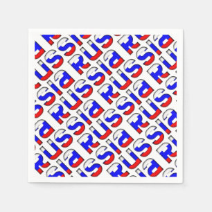 Serviette En Papier Russie Drapeau russe couleurs Motif de typographie