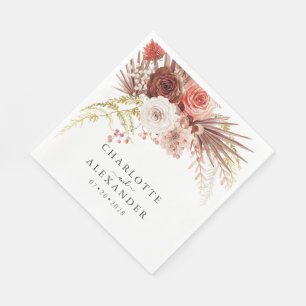 Serviette En Papier Rust Orange Terracotta Palmetto Feuille Mariage