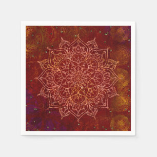 Serviette En Papier Rust Red Mandala Gold Glam